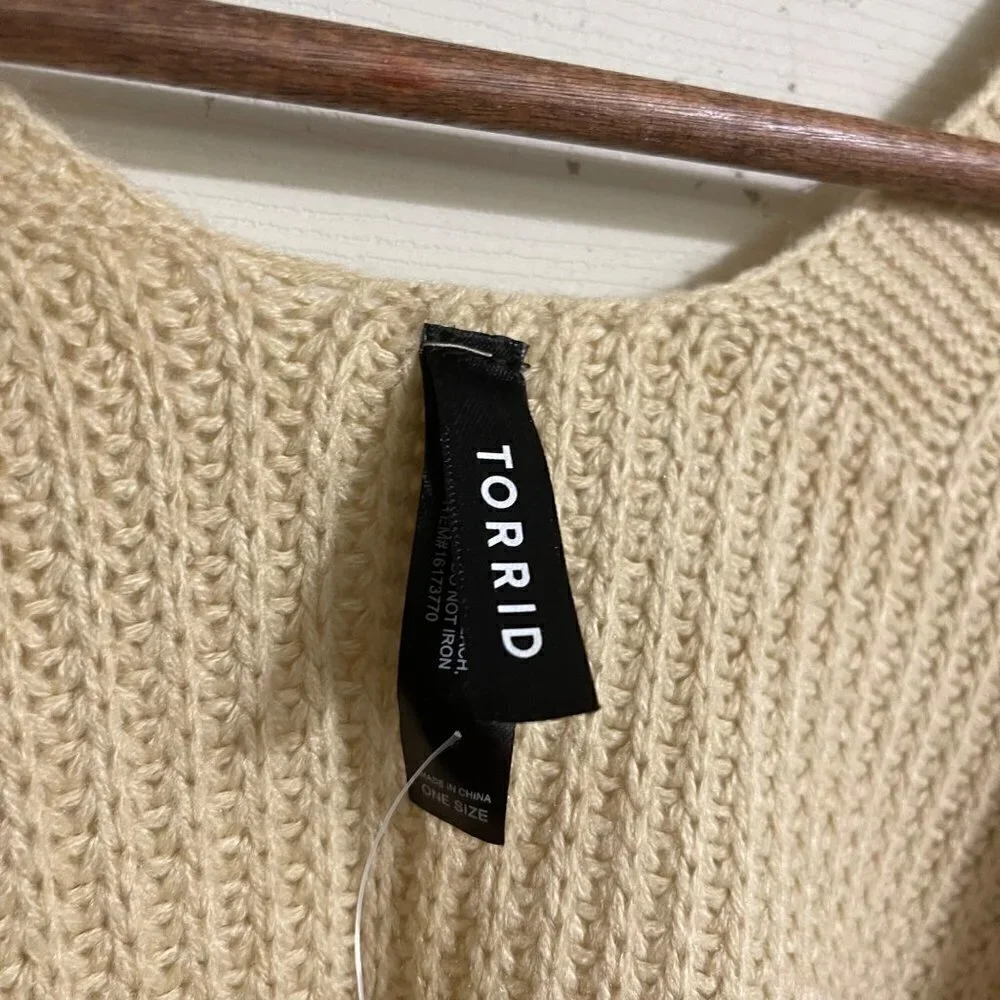 Torrid Womens NWT Beige Peach Ombre Open Front Knit Tricolor Dip Dye OS
